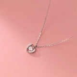 925 Silver Love Heart Zircon Necklace for Women Wedding Sweet Choker Jewelry
