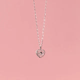 925 Silver Love Heart Zircon Necklace for Women Wedding Sweet Choker Jewelry