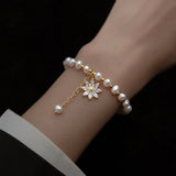 925 Silver Baroque Pearl Bracelet for Women Party Charms Sweet Jewelry