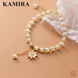 925 Silver Baroque Pearl Bracelet for Women Party Charms Sweet Jewelry