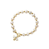925 Silver Natural Baroque Pearl Bee Bracelet&Bangle for Women