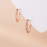 925 Silver Punk Link Chain Hollow Stud Earrings for Women