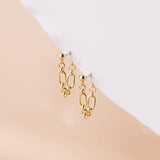 925 Silver Punk Link Chain Hollow Stud Earrings for Women
