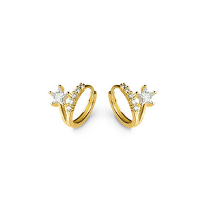 925 Silver Romantic Star Round Hoop Earrings for Women