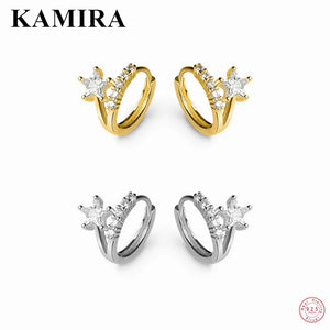 925 Silver Romantic Star Round Hoop Earrings for Women