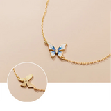 925 Silver Enamel Butterfly Chain Bracelet Women Jewelry