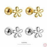 925 Silver Flower Ear Bone Piercing Earrings
