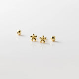 925 Silver Flower Ear Bone Piercing Earrings