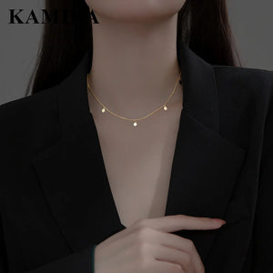 925 Silver Disc Chain Necklace Women Choker Charms Jewelry