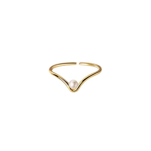 925 Sterling Silver Synthetic Pearl Open Ring for Women Wedding Jewelry