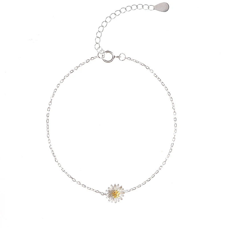 925 Silver Daisy Bracelet for Women Wedding Gift