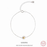 925 Silver Daisy Bracelet for Women Wedding Gift