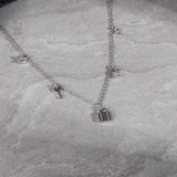 925 Sterling Silver Vintage Lock Key Zircon Pendant Necklace for Women