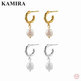925 Vintage Baroque Pearl Earrings for Women Party Jewelry