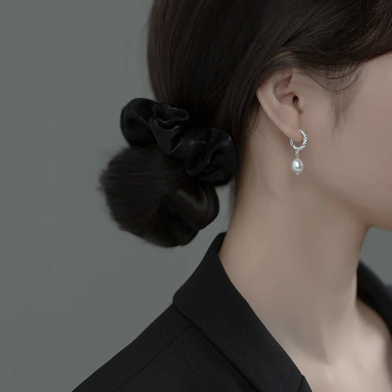 925 Vintage Baroque Pearl Earrings for Women Party Jewelry