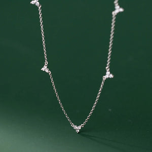 925 Silver Zircon Clover Collarbone Chain Wedding Necklace