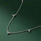 925 Silver Zircon Clover Collarbone Chain Wedding Necklace
