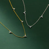 925 Silver Zircon Clover Collarbone Chain Wedding Necklace