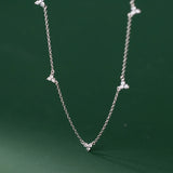 925 Silver Zircon Clover Collarbone Chain Wedding Necklace