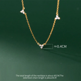 925 Silver Zircon Clover Collarbone Chain Wedding Necklace