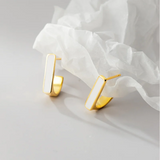 925 Silver Enamel Stud Earrings 18k Plated Jewelry