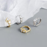 925 Silver Gothic CZ Round Hoop Earrings Women Party Vintage Jewelry