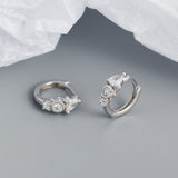 925 Silver Gothic CZ Round Hoop Earrings Women Party Vintage Jewelry