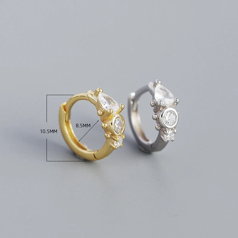 925 Silver Gothic CZ Round Hoop Earrings Women Party Vintage Jewelry