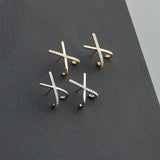 925 Silver Gothic Cross X Stud Earrings with Zircon