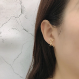 925 Silver Gothic Cross X Stud Earrings with Zircon