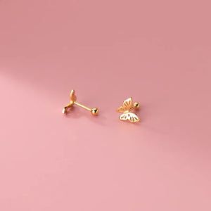 925 Silver Gothic Hollow Butterfly Stud Earrings