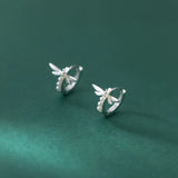 925 Silver Dragonfly Pearl Huggie Hoop Earrings Gothic Punk Style