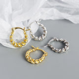 925 Silver Gothic Punk Ear Buckle Huggie Earrings Vintage Jewelry Gift