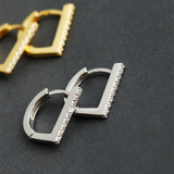 925 Silver Gothic Letter D Zircon Hoop Earrings for Women Teen Party