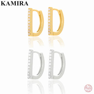 925 Silver Gothic Letter D Zircon Hoop Earrings for Women Teen Party
