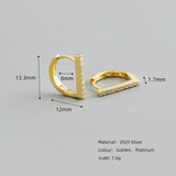 925 Silver Gothic Letter D Zircon Hoop Earrings for Women Teen Party