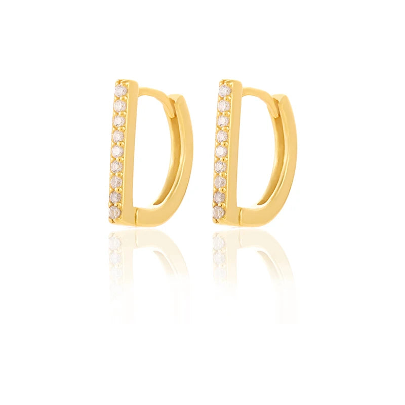 925 Silver Gothic Letter D Zircon Hoop Earrings for Women Teen Party