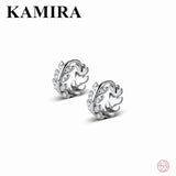 925 Silver CZ Zircon Leaf Huggie Hoop Earrings for Women