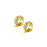 925 Silver CZ Zircon Leaf Huggie Hoop Earrings for Women