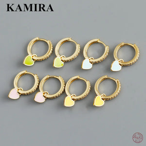 925 Silver Red Enamel Heart Drop Earrings for Women Teen Charms
