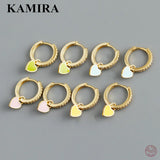 925 Silver Red Enamel Heart Drop Earrings for Women Teen Charms