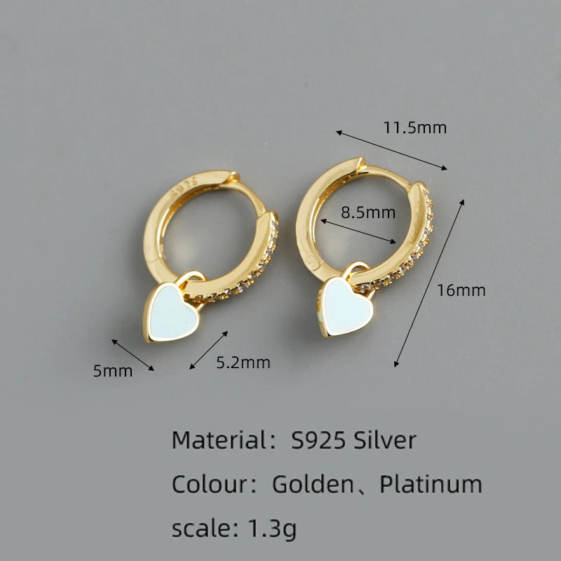 925 Silver Red Enamel Heart Drop Earrings for Women Teen Charms