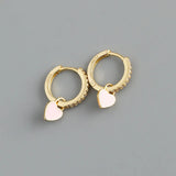 925 Silver Red Enamel Heart Drop Earrings for Women Teen Charms