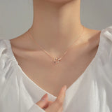 925 Silver Wave Circle Necklace for Women Collarbone Chain
