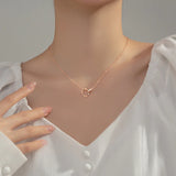 925 Silver Wave Circle Necklace for Women Collarbone Chain