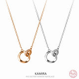 925 Silver Wave Circle Necklace for Women Collarbone Chain