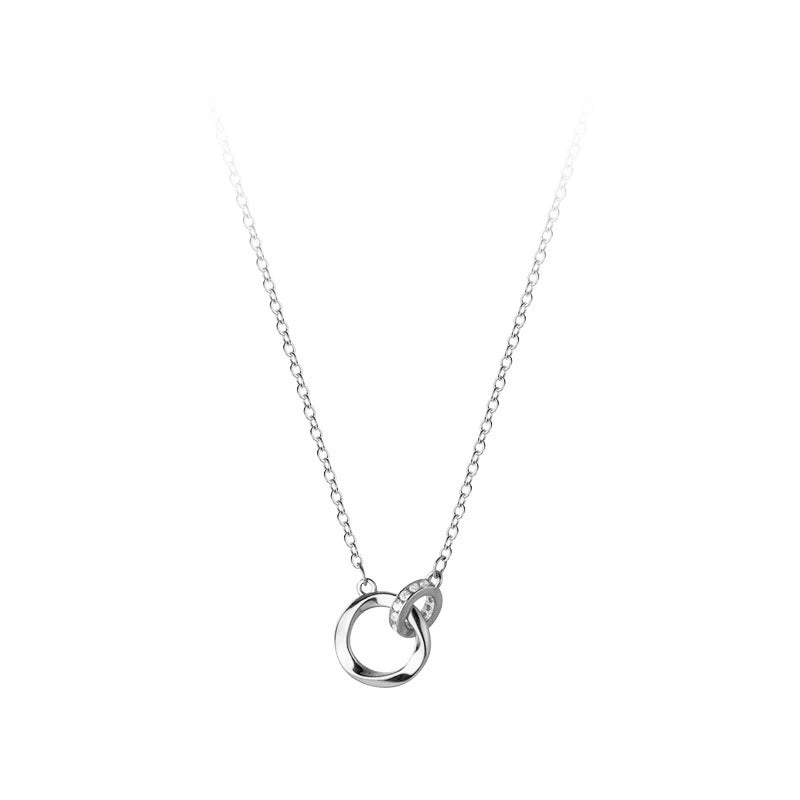 925 Silver Wave Circle Necklace for Women Collarbone Chain