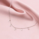 925 Silver LOVE Zircon Chain Necklace Wedding Choker Jewelry