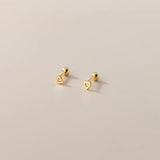 925 Silver Star Heart Square Beads Stud Earrings Women Teen Jewelry Gift