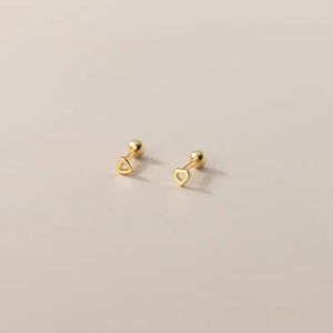 925 Silver Star Heart Square Beads Stud Earrings Women Teen Jewelry Gift